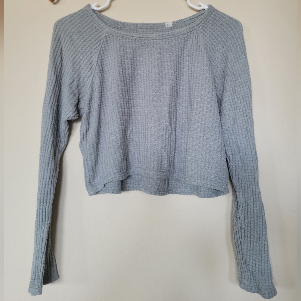 Waffle Knit Cropped Sweater
